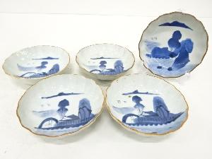 古伊万里　染付　山水　なます皿　5客揃